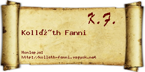 Kolláth Fanni névjegykártya